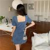 2025 Summer Women's Lace Denim Short Dress - Age-Reducing Design, Slimming Tummy Control, Thin Style