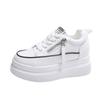 2025 spring and autumn new little white shoes fashionable women's inner height increase side zipper decorative front lace-up platform casual shoes