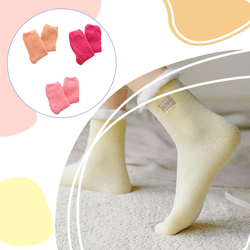 Women Coral Fleece Socks Warm Thick Socks Long Midi Low Lined Slipper