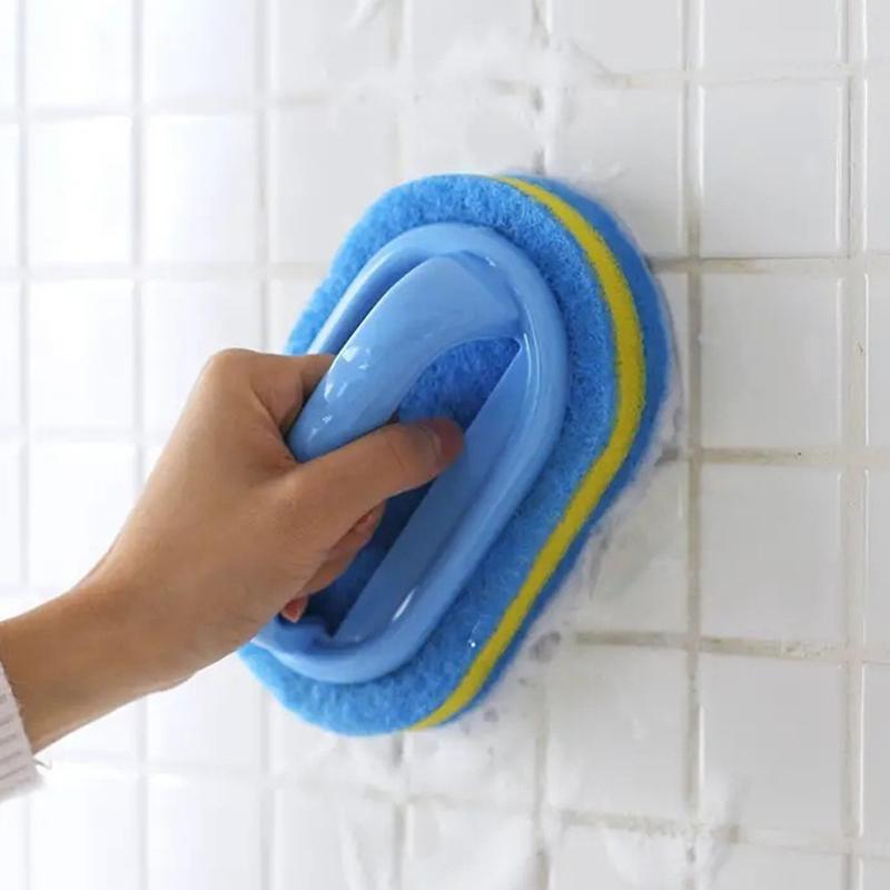 Cleaning Brush with Handle Kitchen Sponge Wipe Thickening Bathroom Tile Cleaning Sponge Household Stain Removal Clean Tools