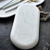 Nordic Creative White Marble Ceramic Jewelry Storage Tray Oval Ellipse Fruit Tray Decorative Plate Food Dessert Dish Tableware