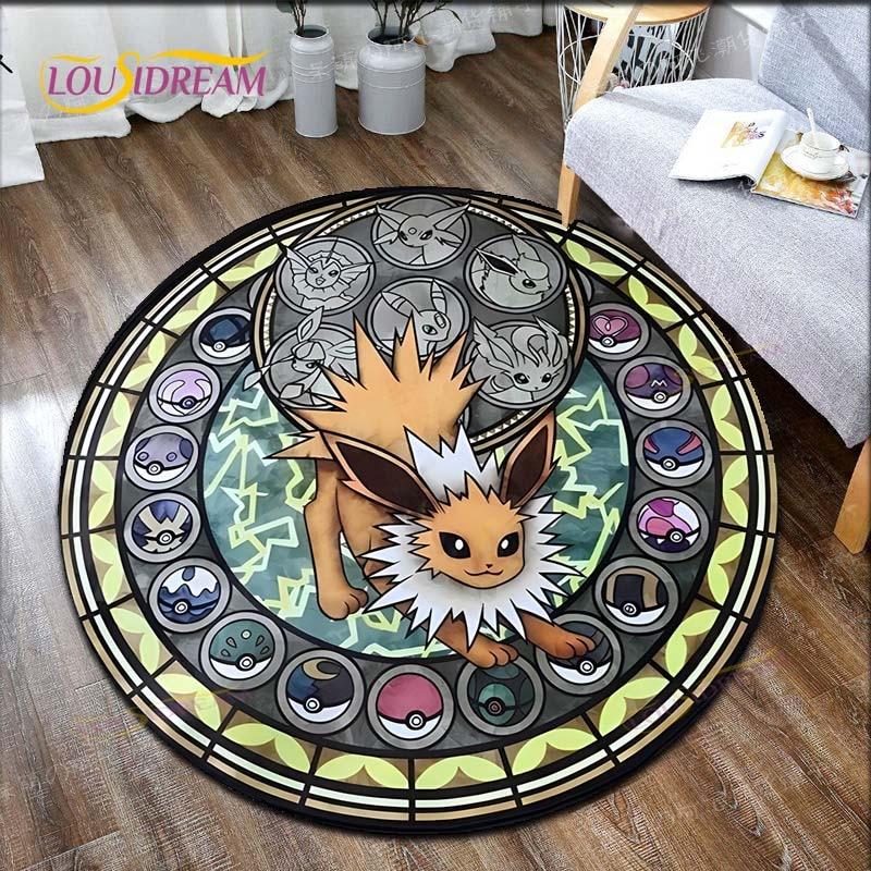 

Cartoon Pokemon Print Children Pikachu Carpet Area Rugs Round Carpet for Living Room Floor Mat Flannel Anti-Slip Mat Room Decor 60cm