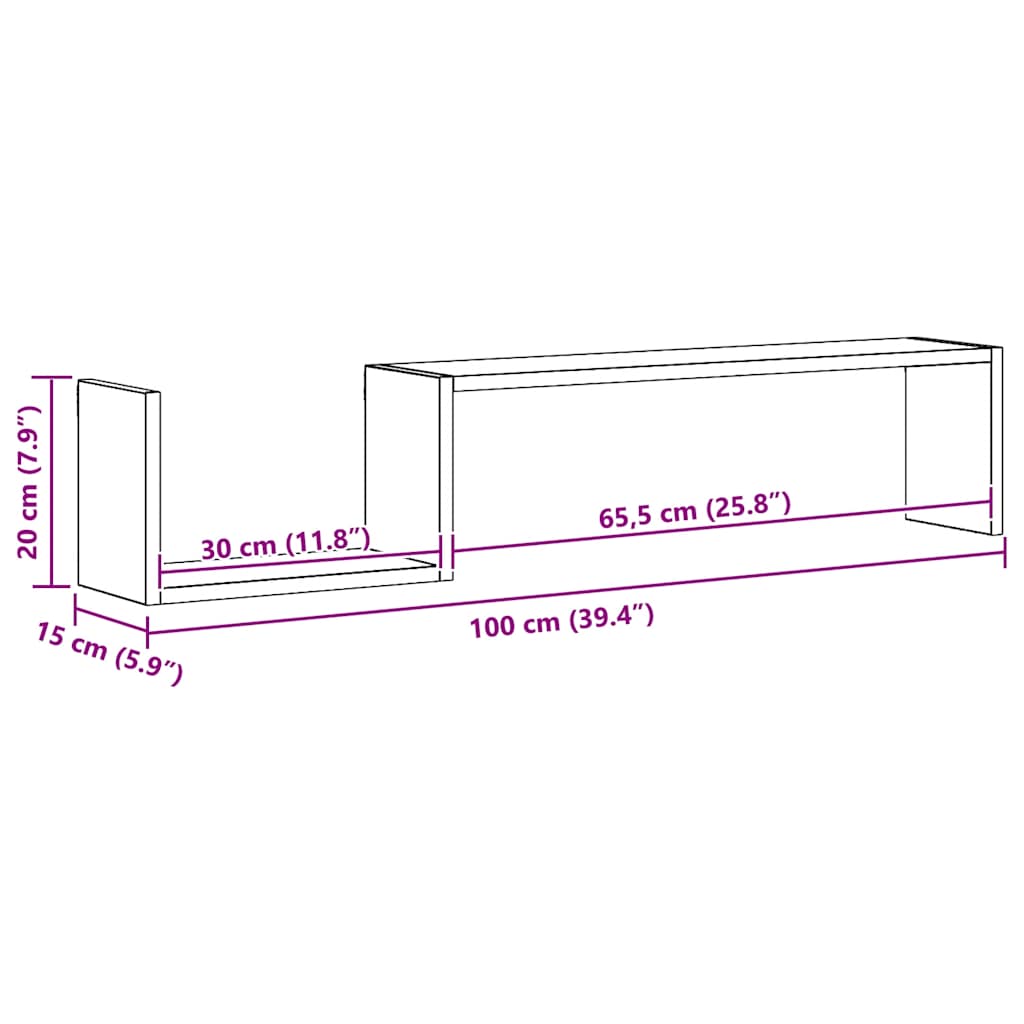 Wandregal 2 Stück, Wanddekorationsregal, Wandhängeregal, 100x15x20 Cm
