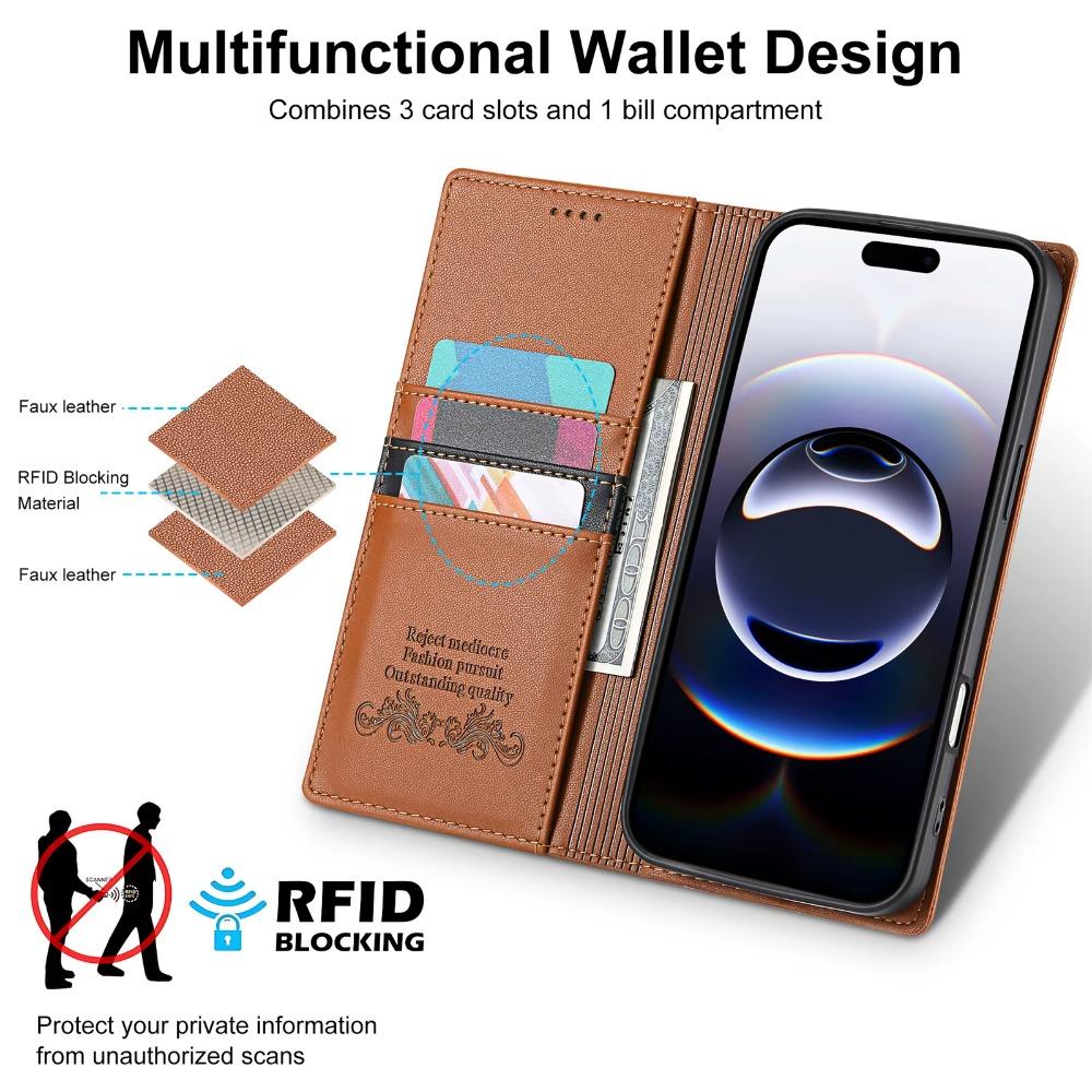 Wallet Flip Phone Case  For iPhone 17 Pro Max 16 Plus 16E 15 14 13 12 11 PU Leather RFID Blocking Card Slot Holder Back Cover