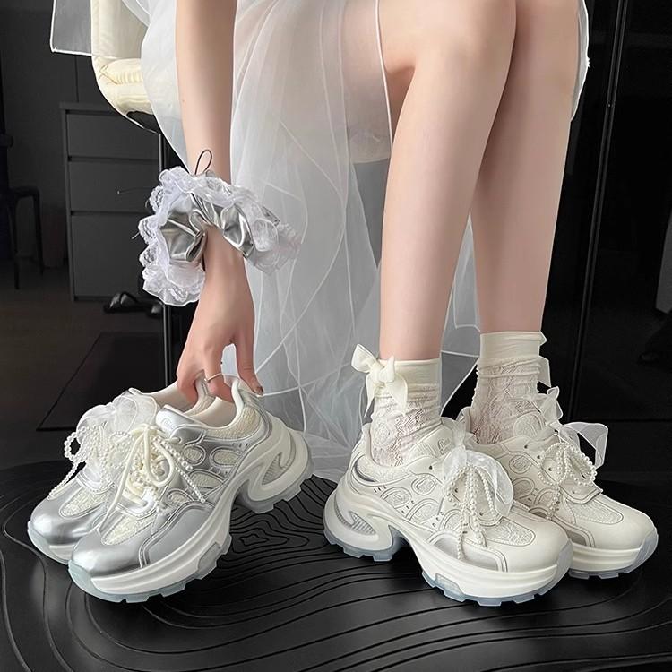 Cowhide Version~ Small Person Height Increase Leather Platform Dad Shoes Women's 2025 Spring New Sports Versatile Casual Shoes