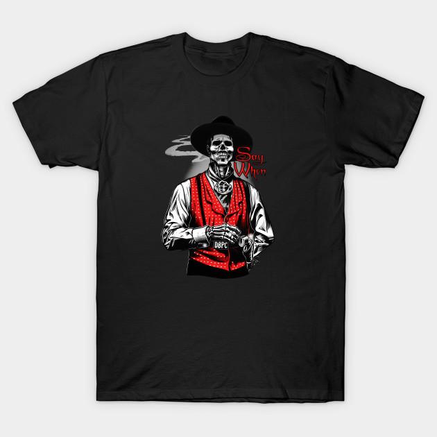 

Men Black Print T-shirt Doc Holliday Say When Retro No-Cut Transfer Paper Print Cotton Tshirt S