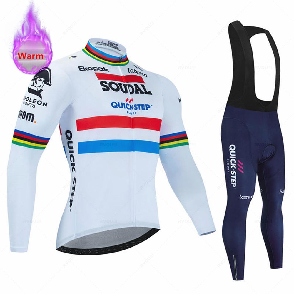 

Soudal Quick Step 2026 Winter Cycling Jersey Thermal Fleece Bicycle Clothing MTB Bicicleta Set Ropa Ciclismo Triathlon Bike Suit XXL