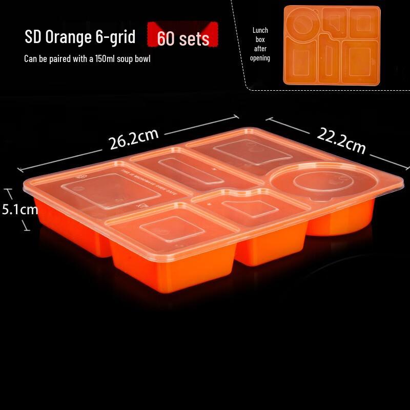 

MOLUONA Disposable 6-Compartment Plastic Meal Prep Containers with Lids