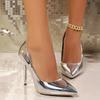 Fashion Autumn Luxury Gold Silver High Heels Pumps Offices Women Pointed Toe Thin Heeled High Heels 2024 New Woman Slip On Party Shoes