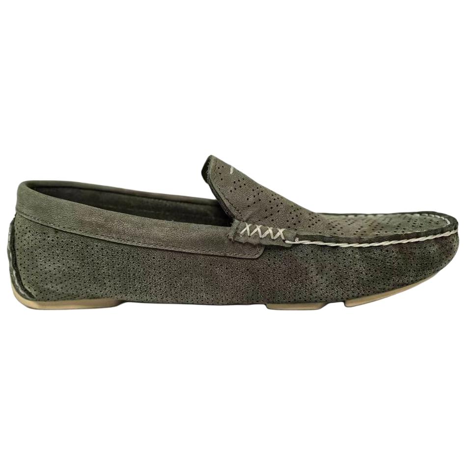 UGG HENRICK STRIPE PERF Gommino Loafers Men's Moss Green 1014642-MSG