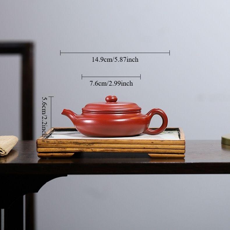 

160ml Yixing Teapot Dahongpao Antique Teapot High End Chinese Style Teapot for Household Use Plain Flat Belly Drum Pot