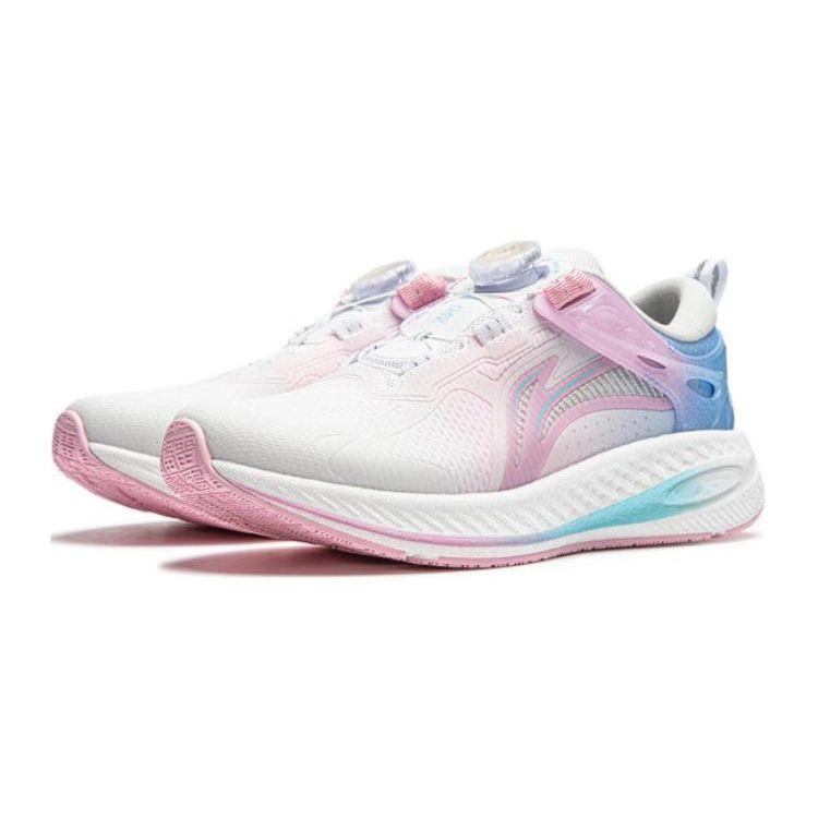 Li Ning Kids Kunpeng 2.0 Fabric Simple Durable Breathable Low-Top Running Shoes Kids sneaker White Pink YKFU002-4