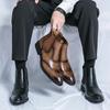 Brogue Design Mens Dress Shoes Solid Colors Mens Leather Boots High Quality Non-Slip Business Casual Mens Chelsea Boots