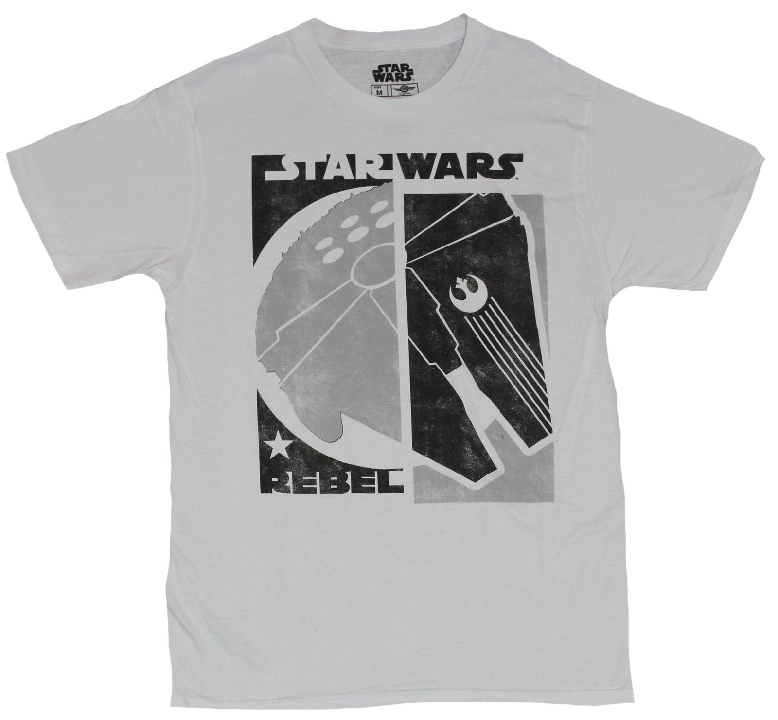 Star Wars Adult New T-shirt Rebel Black and Gray Millennium Falcon Box Pic M