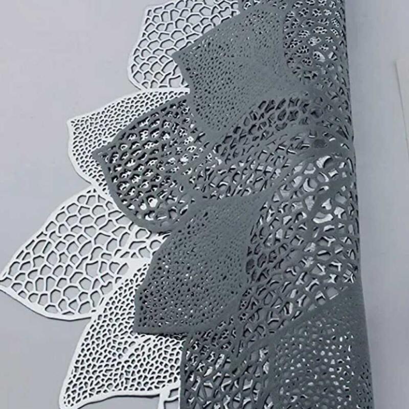 Modern SILVER PVC Poinsettia Placemat 45cm Silver