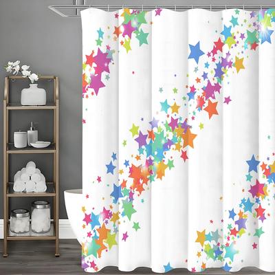 Colorful Stars Shower Curtain, Bathroom Decorative Shower Curtain, Waterproof Shower Curtain with Hooks