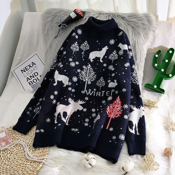 Cozy Retro Hong Kong Style Pullover Sweater - Women's High Neck, Thickened, Trendy Autumn/Winter Wear