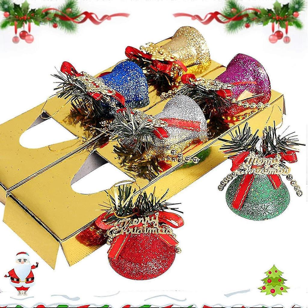 6 Stück Weihnachtsglocken für Weihnachtsbaumdekoration Splittersichere Glitzerglocken - GXCC