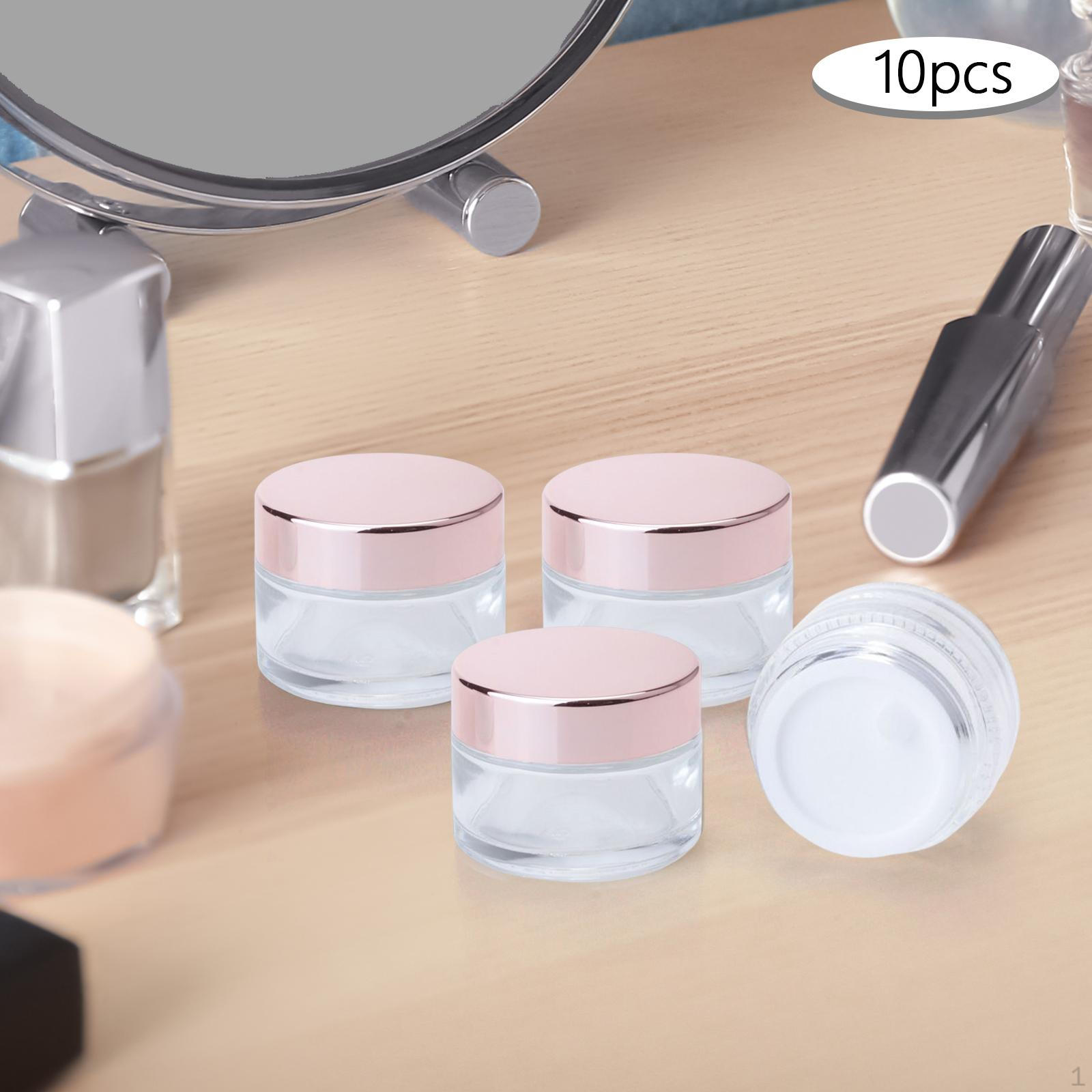 

10 Pieces Clear Cosmetic Glass Jar Cream Container Pot for Skin Care Eye Shadow Remover Creams 10g