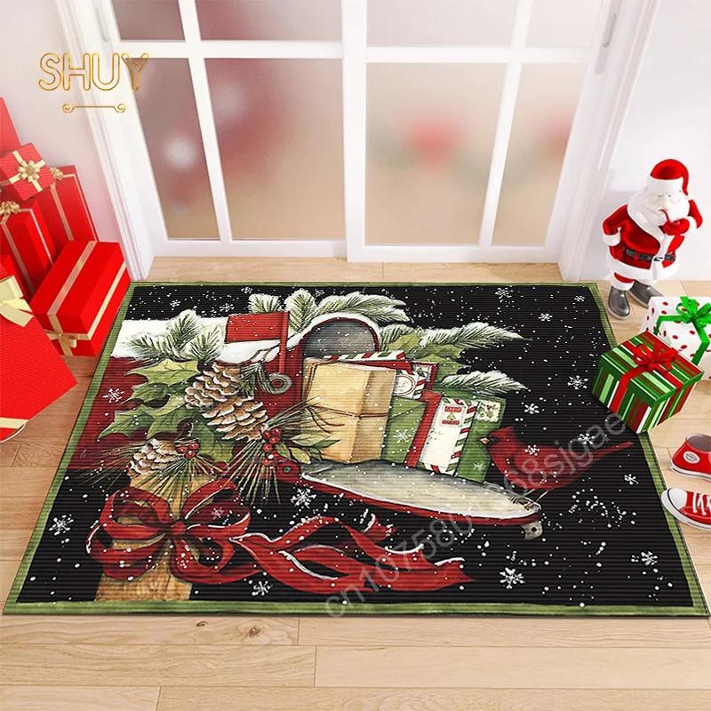 Christmas Cartoon Carpet Kawaii Non-slip Rug for Living Room Kitchen Home Decor Custom Stain-resistant Floor Mat