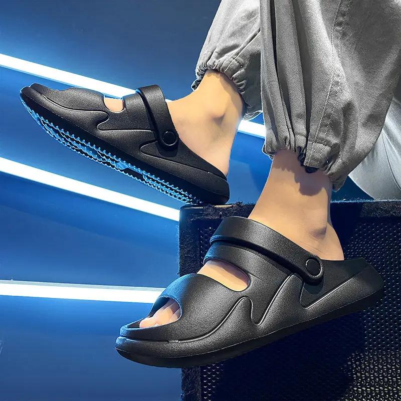 Fashion Anti-slip Slippers for Men Outdoor Beach Shoes Mascullino Fun 2025 Style Fashion Summer Sale Y2k Clappers Elegant Sandals Man