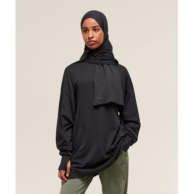 Covered Longline Cotton Long Sleeve Top Black B2c5m Bb2j