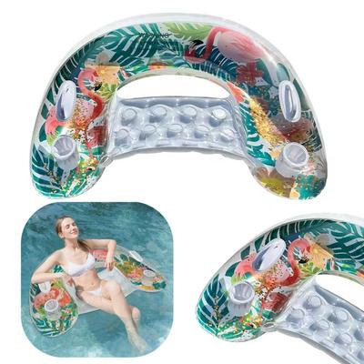 Armchair, Inflatable Mattress, Deckchair, Swimming Chair, Handles + Drink Holder, Flamingo