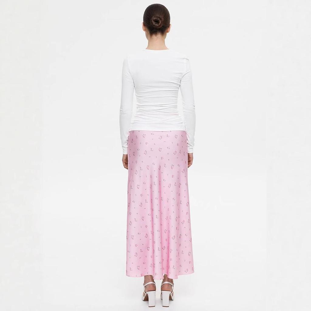 2025 Spring/Summer Floral Satin High-Waisted Midi Skirt