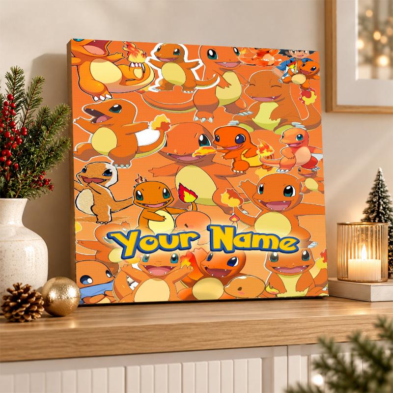Charmander Custom Name Diamond Painting Personalized 5D Full Drill DIY Diamond Art Home Decor