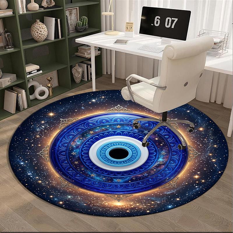 Evil Eye Stained Glass Design round carpet Chair cushion Round Entryway Rug, Soft Round Rugs for Living Room, Bedroom, Circle Carpet decor gifts
