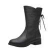 Soft Leather Medium Boots Women's Winter Velvet Autumn and Winter New Spring and Autumn Boots Thick Heel Medium Heel Fashion Boots Women's Boots