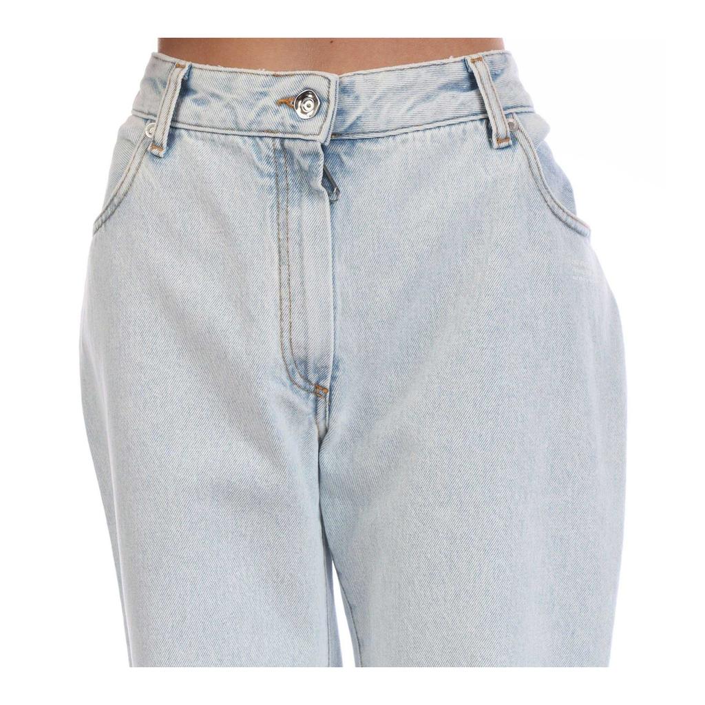 Off White Womens/Ladies Corporate Flared Cropped Jeans