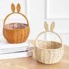 Durable Handmade Basket In Neutral Tone With Fun Rabbits Ear Detail Perfect For Fashion Home Decorations
