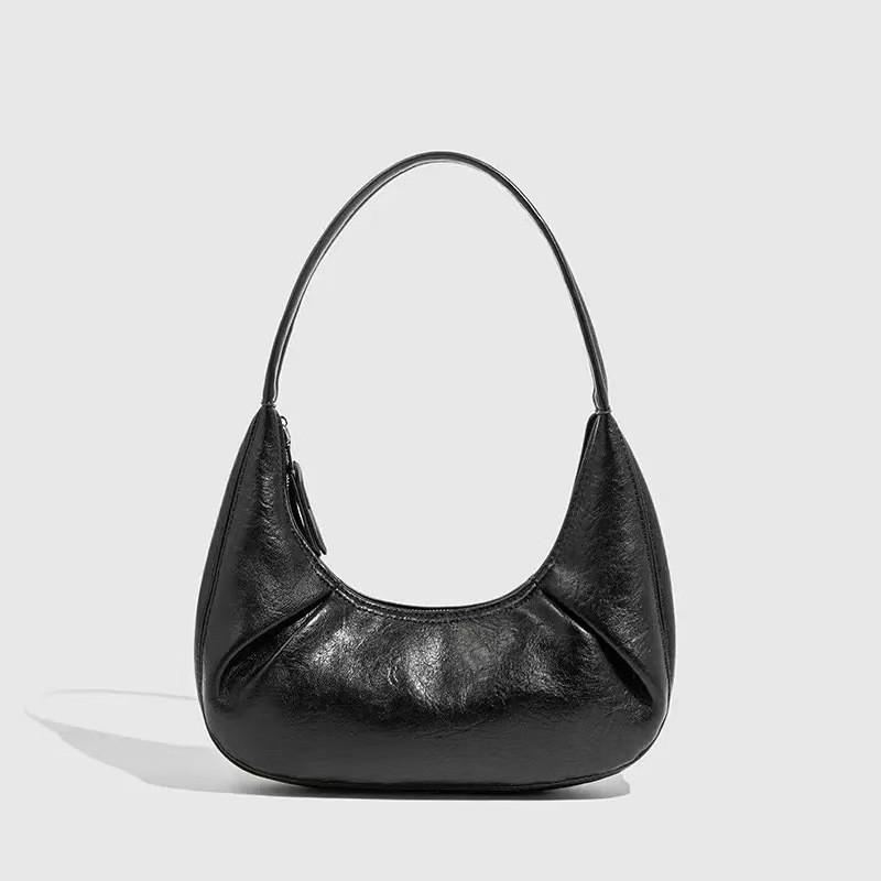 

Z Family Women s Bag 2025 New All-matching Crescent Moon Handbag Silver One-shoulder Commuter Armpit Single Shoulder Dumpling чёрный