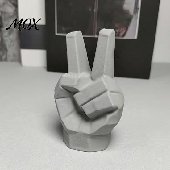 Modern Geometric Art 3D Printed Victory Gesture Hand Sculpture, Resin Statue for Home Office Decorative Figurine Desk Decor, Creative Finger Ornament