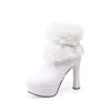 2026 Neue Herbst- und Winter-Dicke Absatz-Europäische und Amerikanische Rundspitze Rosa High-Heel Übergröße Damenstiefel