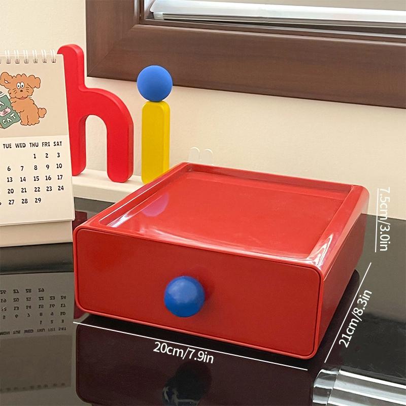 

Большая вместимость настольного органайзера, ящики для хранения, штабелируемые ящики для хранения, цветной контрастный ящик, органайзер для хранения офисных принадлежностей красный