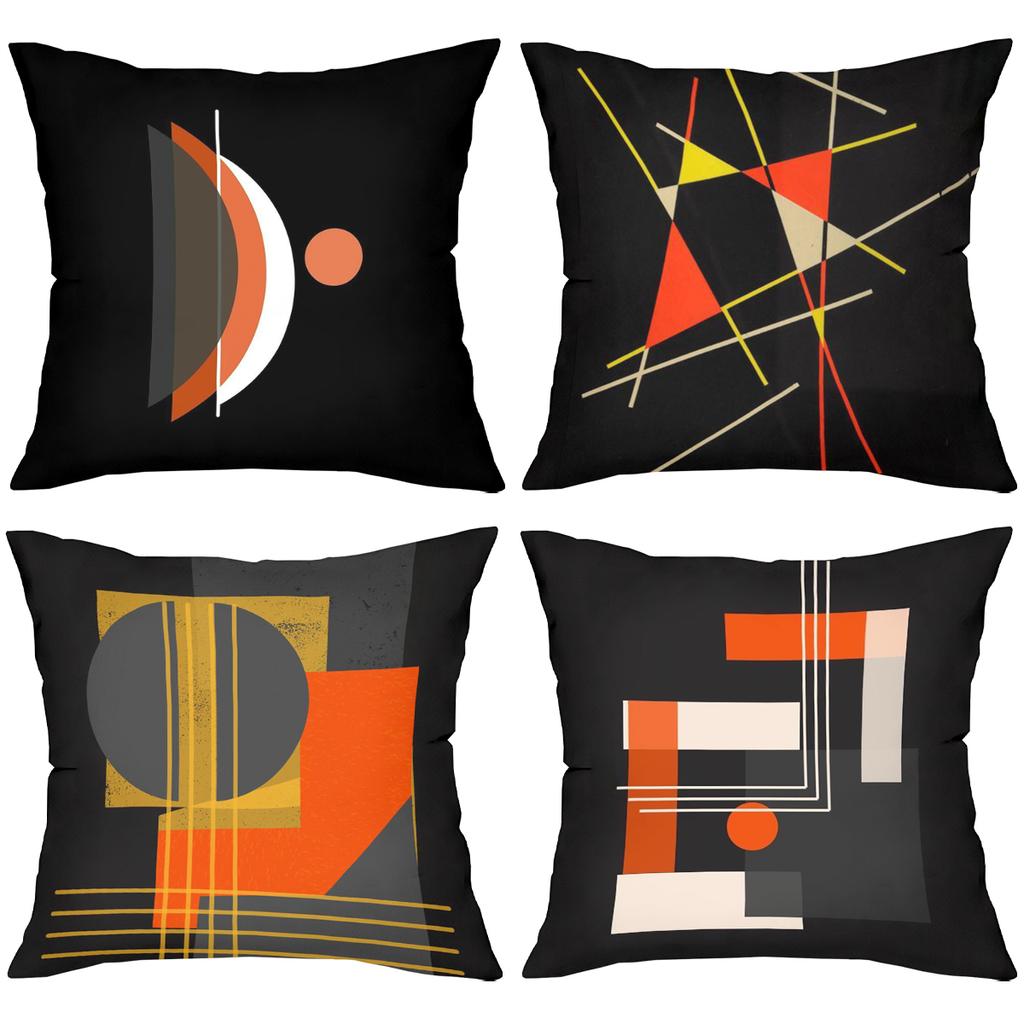 Modern Abstract Pattern Black Decorative Throw Pillows Polyester Pillowcase, Sofa Decorative Cushion Cov Headboard Pillow