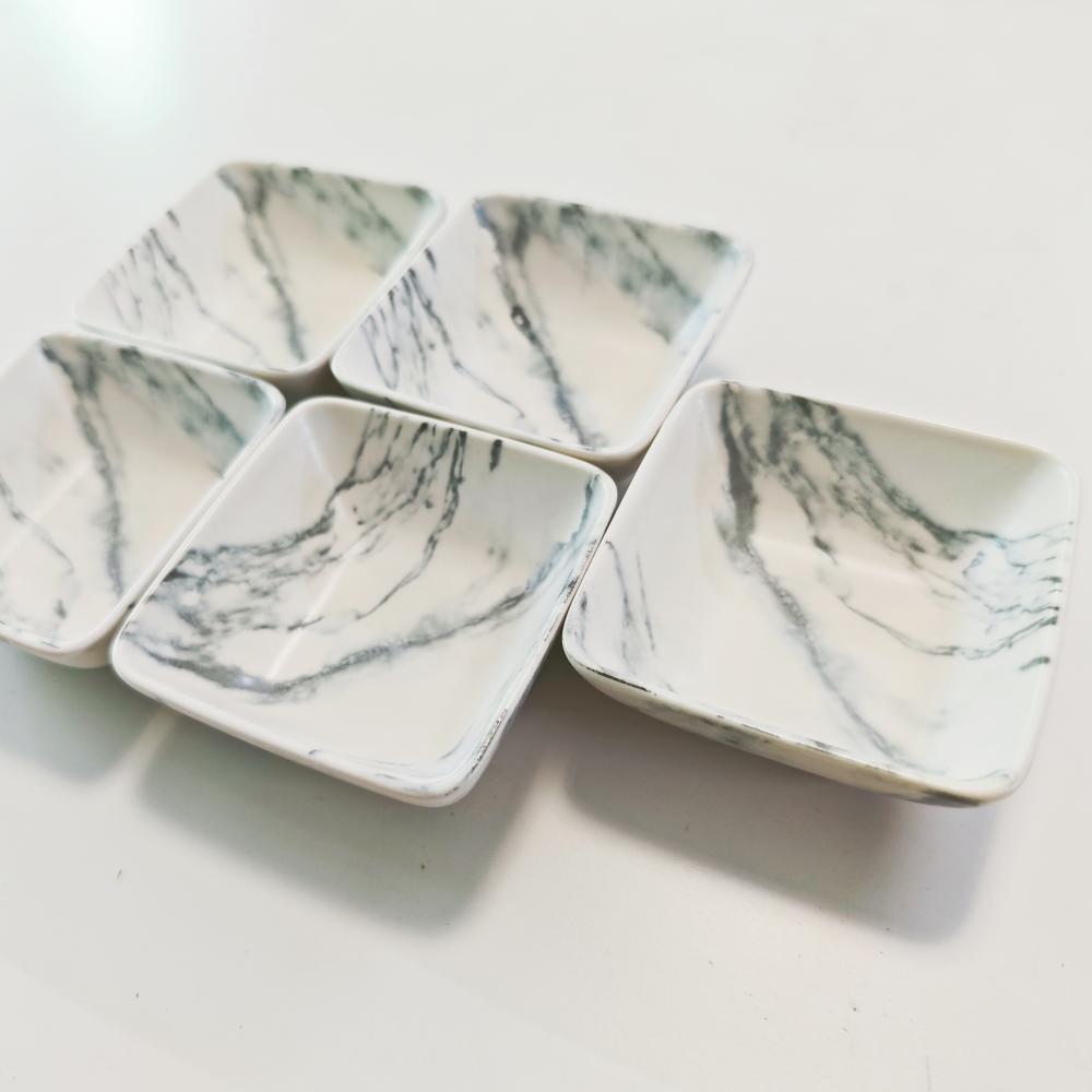 Ceramic Square Condiment Dish Creative Marble Pattern Seasoning Dish Sauce Wasabi Snack Plate Home Kitchen Supplies Tableware