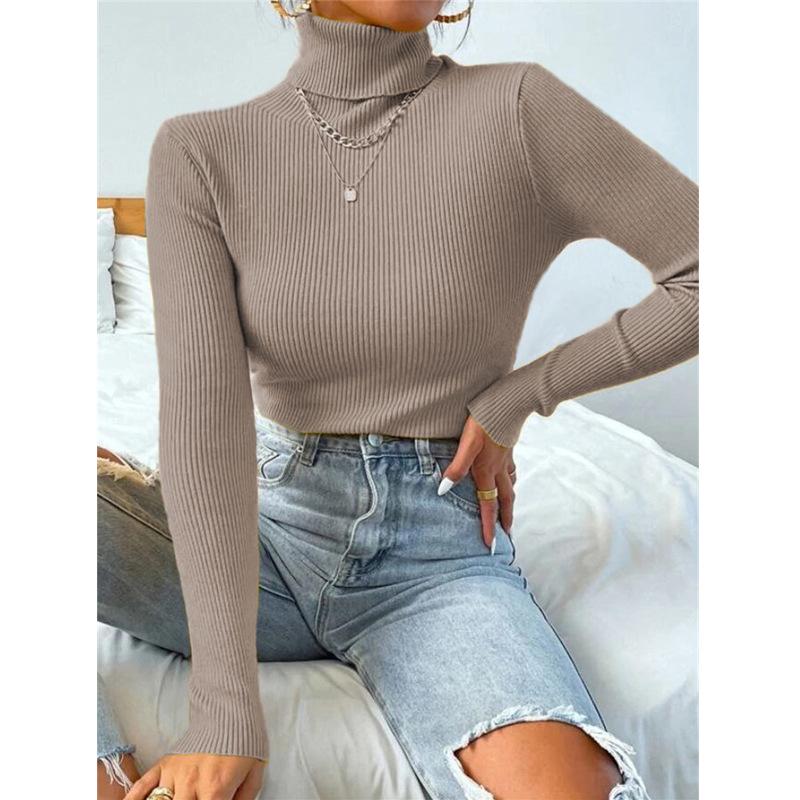 2024 Women's High Neck Knitted Pullover - Europe & America Style