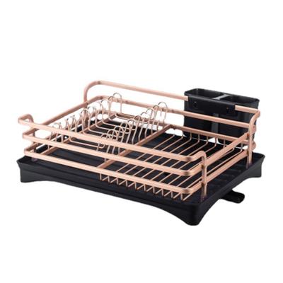 Home Double Layer Aluminum Dish Drying Rack Bowl Cup Chopsticks Tableware Dinnerware Draining Organizer Holder Stand