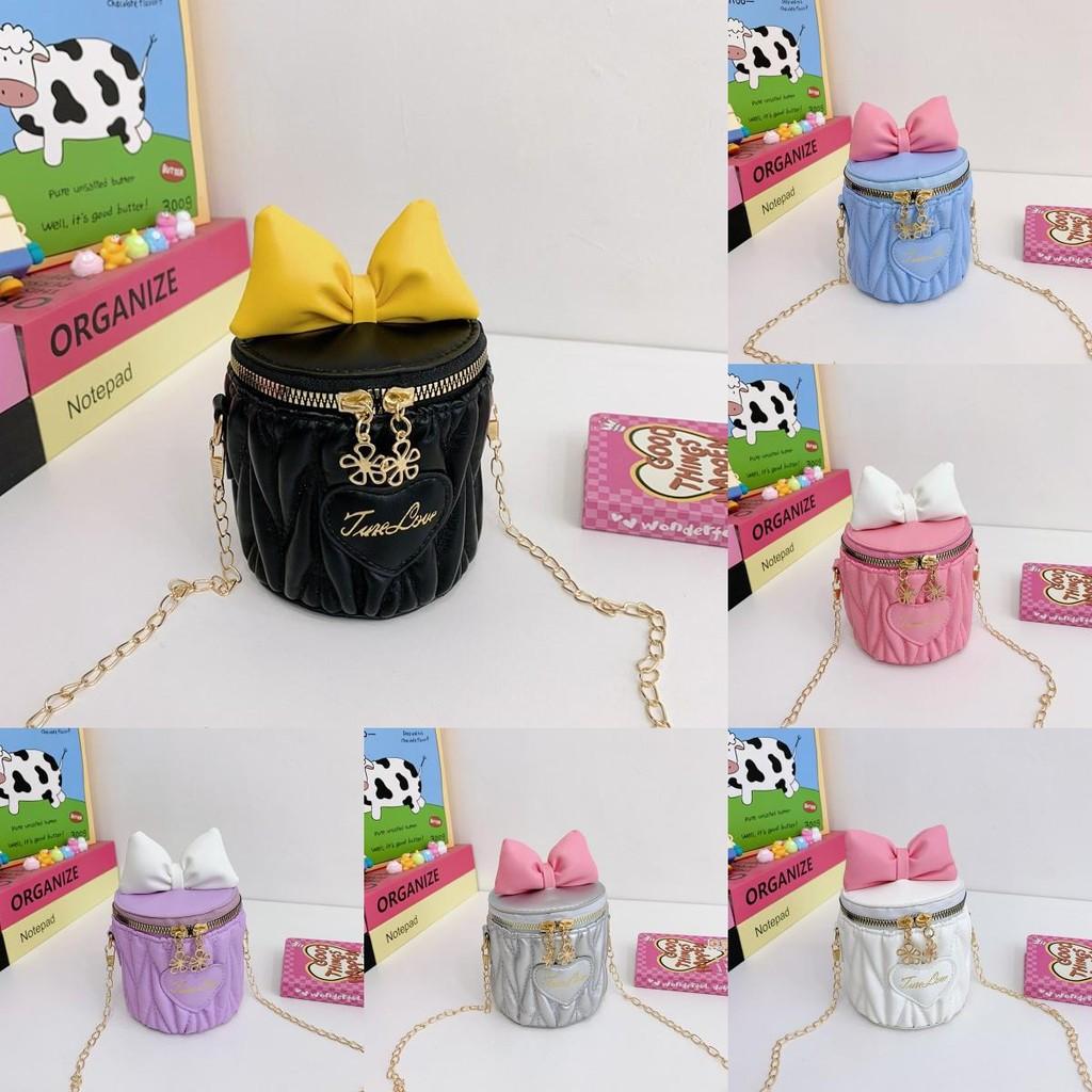 Solid Bow Color Children Cute Butterfly Knot Water Bucket Bag Daily Use Casual