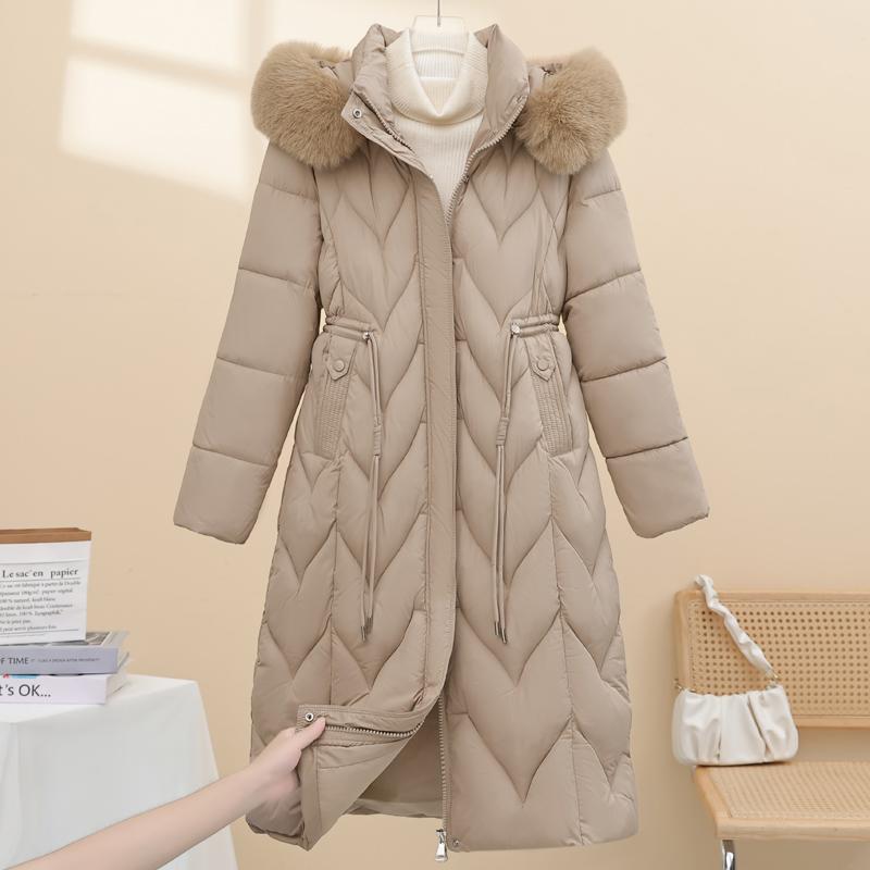 Fashion Winter Woman Coats Hooded Faux Fur Collar Thick Warm Plus Size Long Parkas Loose Women's Jackets