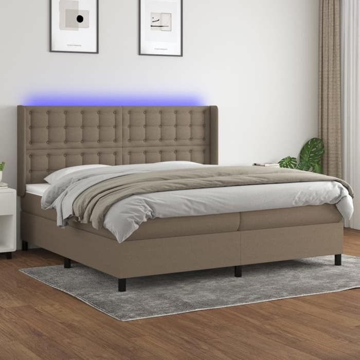 VidaXL Sommier à Lattes de Lit avec Matelas et LED, Lit Rembourré avec Tête de Lit, Lit Double, Lit Adulte de Chambre, 3138665