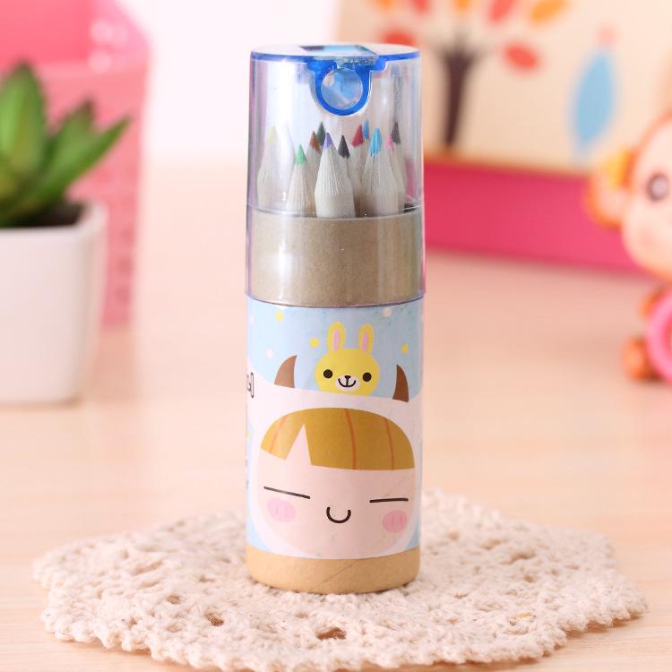 Children's 12-Color Cartoon Mini Colored Pencils Set for Elementary School Art