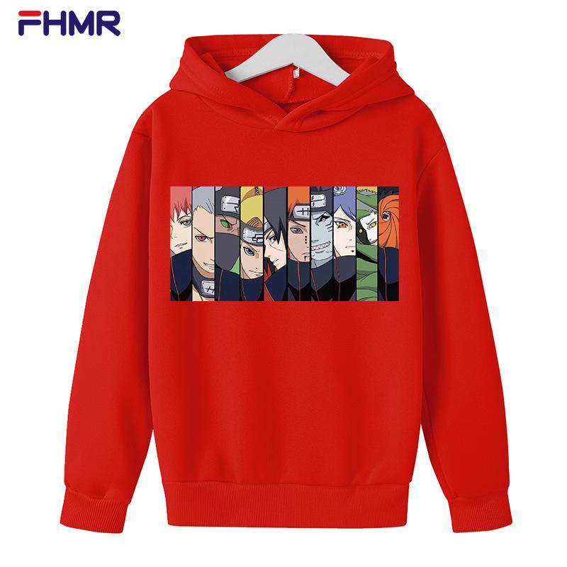 Autumn Winter Naruto Anime Character Printed Hoodies Fashionable Casual Sports Long Sleeved Children's Boy and Girl Kids Unisex Hooded Sweatshirts