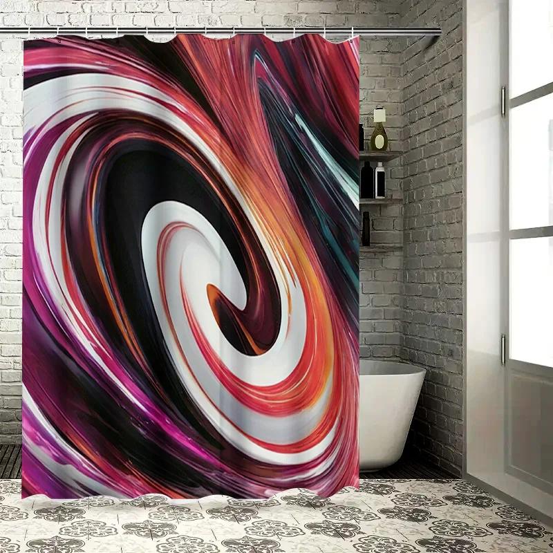 

Whirlpool Shower Curtain Waterproof Bath Decor Fabric Printing Watercolor Artistic Modern Design Red Black White Orange Colorful W60H190(CM)-1 Pcs