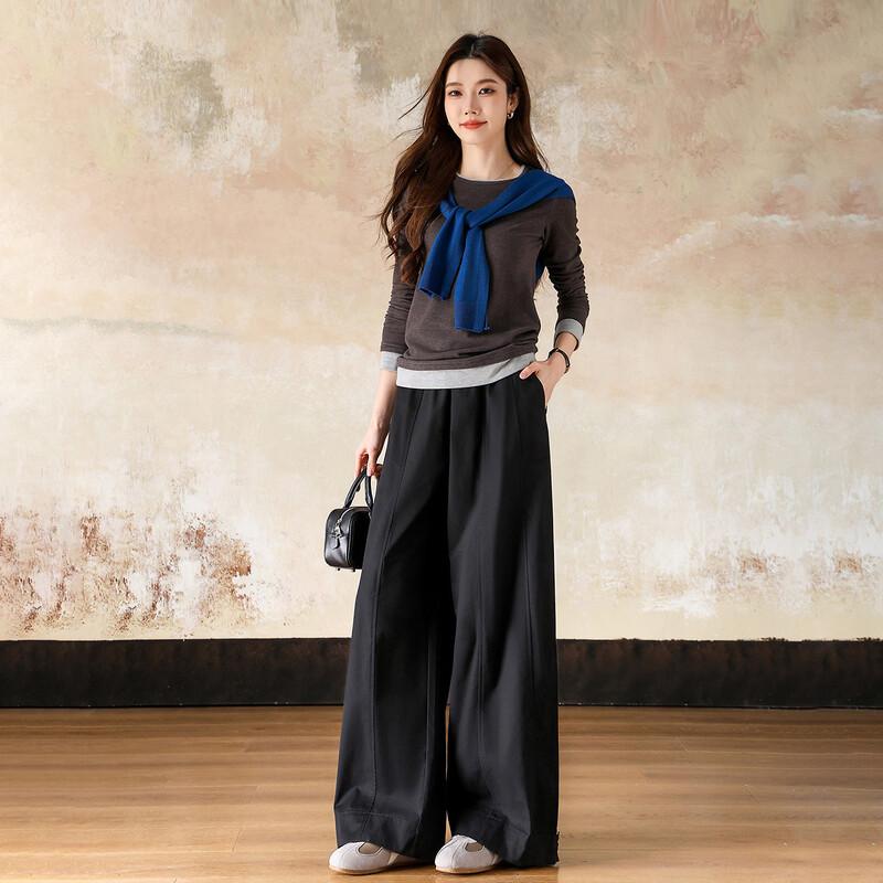Demana Women's Brushed Cotton High-Waist Curved Casual Pants