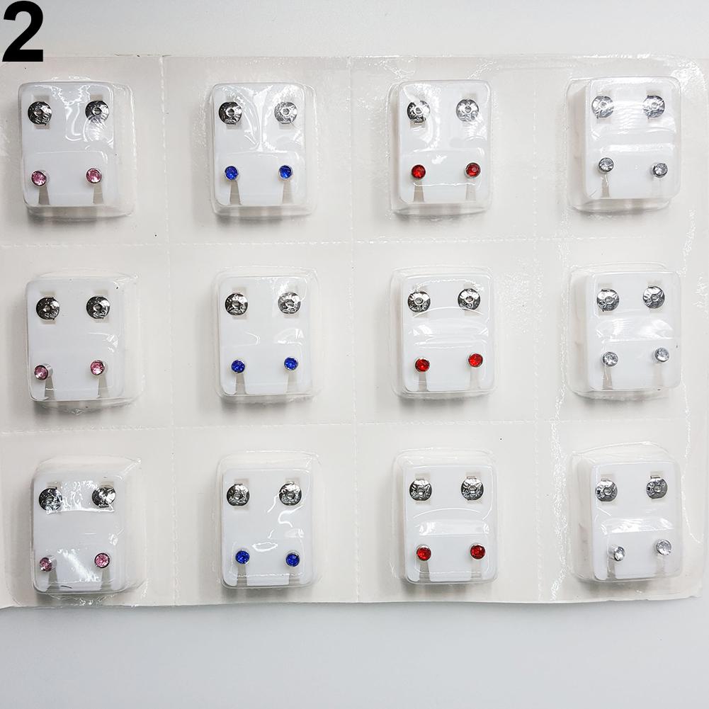 Lady's 12Pairs Metal Ear Studs Earrings for Piercing Machine Ear Piercing Tool Kit
