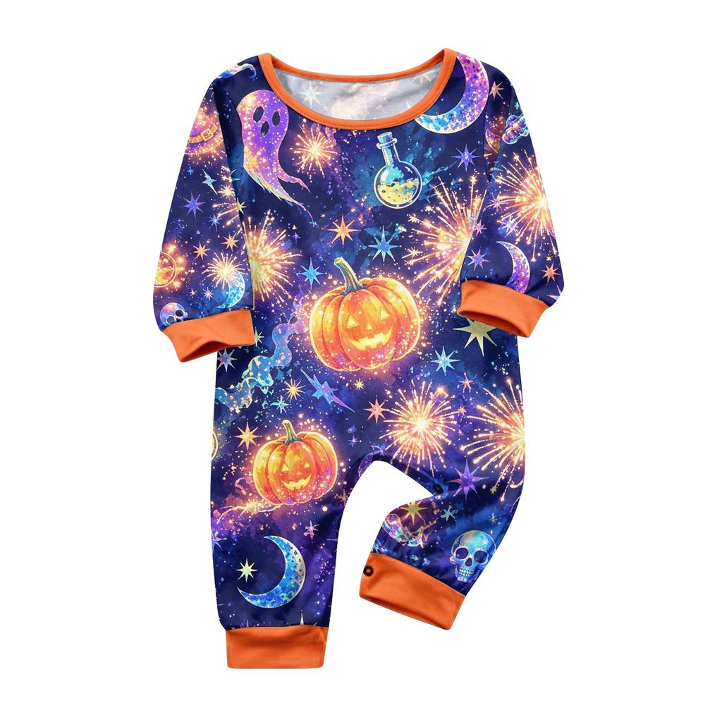 Family Matching Halloween Printed Loungewear Set Short Sleeve Top and Pajama Pants